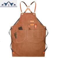 围裙女韩版时尚牛仔帆布男奶茶咖啡美甲理发店工作服定制logo印字 三维工匠