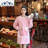 围裙女时尚家用可爱厨房带袖韩版防水防油公主全身定制工作服罩衣 三维工匠