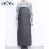 皮革围裙防水防油成人男女厨房餐厅PU围腰长款加厚耐磨工厂作业服 三维工匠