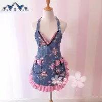 韩式碎花围裙女时尚家用厨房半防水防油可爱花边棉布做饭围裙 三维工匠