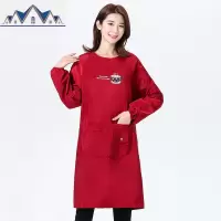 围裙带袖子家用厨房大人罩衣女长袖外套防水防油反穿衣工作服时尚 三维工匠