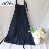 无袖挂脖布艺家居帆布美术培训工作围裙服男女纯色牛仔LOGO 三维工匠
