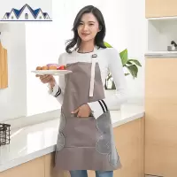 家用可擦手防水围裙女时尚可爱围腰 日式厨房大人做饭防油罩衣男 三维工匠