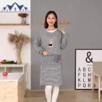 家用棉布厨房长袖围裙女时尚家务做饭罩衣大人防水防油工作 三维工匠