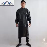 皮革防水围裙防油耐弱酸碱男女反穿衣倒背衣长袖加厚工作服PU罩衣 三维工匠