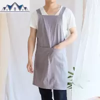 日式简约免系带棉麻围裙文艺舒适手作围兜复古居家多功能罩衣定制 三维工匠