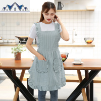 双层公主围裙女棉工作服日系时尚家用厨房棉麻做饭防水罩衣大人 三维工匠