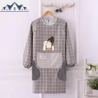 时尚可爱大人长袖防水防油家用厨房做饭围裙女罩衣工作服定制印字 三维工匠