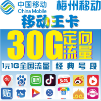 中国移动手机卡大王卡广东梅州电话卡流量卡手机号1元1G国内流量