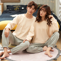 [品彩]情侣睡衣秋棉长袖家居服可外穿韩版女可爱两件套装春秋薄款男士