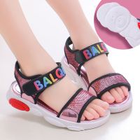 [品彩]女童凉鞋2020夏季新款百搭亮片公主鞋中大童沙滩鞋小学生小熊凉鞋