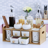 家用陶瓷调料盒玻璃油壶筷子筒组合套装佐料瓶收纳盒调味罐组合装