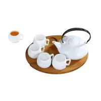 纯白陶瓷咖啡杯壶套装配创意木架套具英式下花茶陶瓷咖啡杯套装