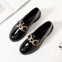 春秋原宿新款小皮鞋女学生韩版百搭休闲单鞋女粗跟厚底社会中跟乐福鞋 威珺