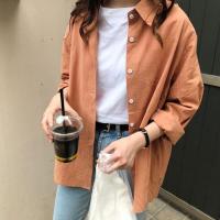 糖果色长袖衬衫女2020春夏新款韩版学院风宽松简约薄款防晒衬衣潮衫伊格