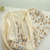 单/套装中长款雪纺吊带碎花连衣裙短款防晒镂空蕾丝开衫外套女夏衫伊格