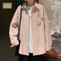 小熊衬衫男士长袖春秋季韩版潮流休闲情侣装宽松衬衣大码衣服外套