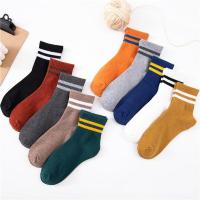 袜子男女情侣棉二杠横条经典运动袜潮袜韩版ins秋冬款威珺