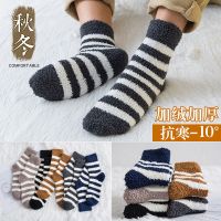 珊瑚绒袜子男中筒袜冬天睡眠地板保暖加厚款加绒毛巾长袜男秋冬季威珺