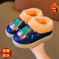 儿童冬季新款棉鞋卡通中小童防水皮面包跟棉靴保暖加绒加厚大棉靴威珺