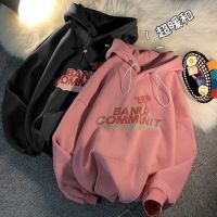 棉字母印花炸街卫衣女潮ins加绒加厚冬季韩版宽松情侣装连帽外套衫伊格