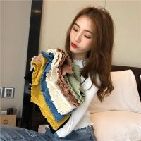 秋季花边领修身纯色长袖秋冬半高领内搭打底衫女针织衫毛衣上衣衫伊格