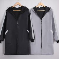 防水围裙工作服耐脏加绒罩衣女外穿车间不粘毛工地连帽防雨反光条衫伊格