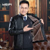 中年男士皮衣加绒皮衣男休闲皮夹克宽松大码皮衣外套中老年爸爸装衫伊格