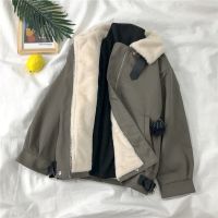 冬季加绒加厚仿兔毛棉衣女韩版宽松BF秋冬百搭棉袄工装外套厚棉服衫伊格