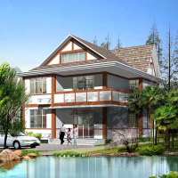 (实物图纸)二层朴素实用带阳台别墅设计图 10米x11米()