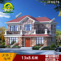 (实物图纸)别墅设计图纸二层欧式农村自建房乡下盖房子地基结构说点施工图()