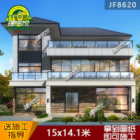 (实物图纸)别墅设计图纸 自建房三层欧式豪华影音室健身房露台农村房子设计()