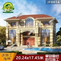 (实物图纸)农村自建房设计图别墅图纸三层欧式大露台调控客厅豪华全套施工图()