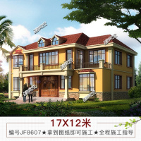 （实物图纸）别墅设计图纸 自建房新农村二层新中式复式挑空客厅带水电全套图（）