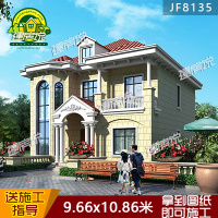 (实物图纸)别墅图纸欧式小别墅设计图纸二层 新农村自建筑江西3D()