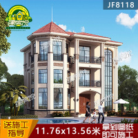 (实物图纸)别墅图纸二层欧式小别墅设计图纸 新农村自建房全套施工图纸江西3D()