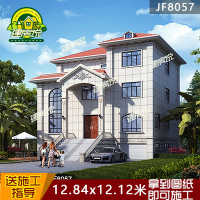 （实物图纸）三层欧式小别墅设计图纸 新农村自建房建筑全套施工图带车库（）