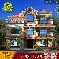 (实物图纸)别墅图纸三层欧式小别墅设计图纸新农村自建筑3D江西全国联保()