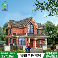 图纸ST228农村自建房图纸二层欧式别墅效果图施工图别墅图()