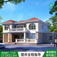 图纸ST268别墅图纸全套施工图新农村自建房房子效果图二层楼房()
