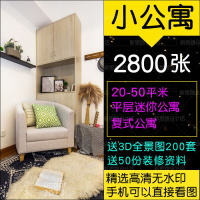 平层复式单身公寓装修效果图小户型40-30-20平米复试房子全屋(盘货)()