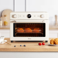 美的(Midea)PT2520W空气炸石墨烯免预热烤箱 家用小型全自动多功能空气炸锅电烤箱 百搭浅杏色 无油空气炸