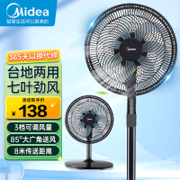 美的(Midea)电风扇SAF30AB 落地扇台立两用款家用大风力节能广角摇头电扇 七叶机械款黑色