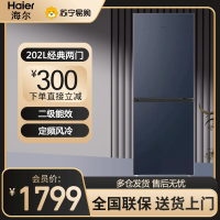 海尔(Haier)双开门冰箱202升小型两门小冰箱家用宿舍租房迷你风冷无霜节能智能电冰箱BCD-202WGHC290B9