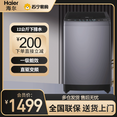 海尔(Haier)洗衣机 12公斤波轮家用全自动大容量直驱变频智能洗脱一体一级能效洗衣机 EB120B35Mate3
