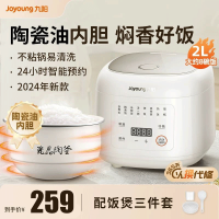 九阳电饭煲 电饭锅1-2人迷你小型陶瓷内胆家用小容量2升智能多功能蒸煮不沾 [瓷晶陶釜 球形内胆]20FY2 2L