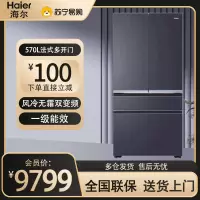 海尔570升全空间保鲜新款法式多开门风冷无霜双变频零距离嵌入式冰箱 [570升]BCD-570WGHFD2BGWU1