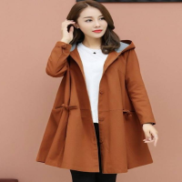 风衣女中长款2019新款春装韩版大码宽松斗篷大衣春秋连帽女士外套 臻依缘