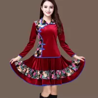大妈广场舞金丝绒套装秋冬长袖舞蹈服装女新款秋季跳舞衣服中老年臻依缘