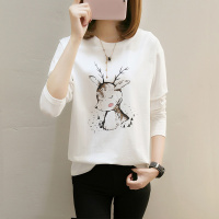 春秋装长袖T恤女韩版新款女装卡通印花秋衣宽松学生上衣打底衫臻依缘